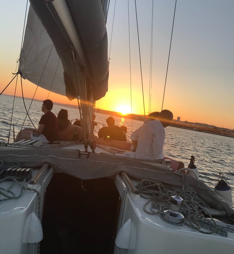 Enjoying a sunset on a sailboat cruise