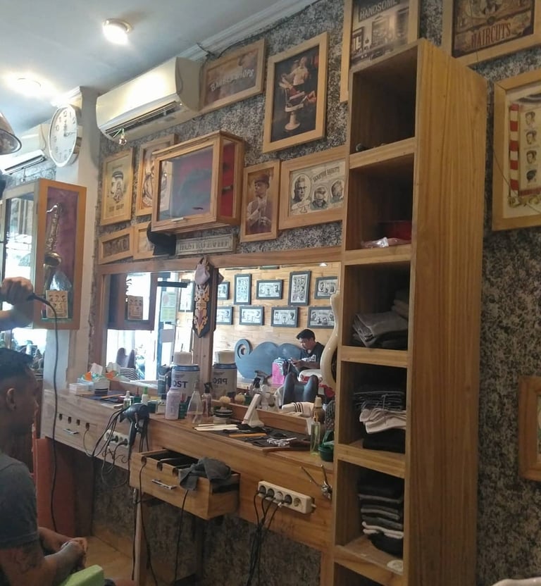 interior design made by DharmaJaya in buleleng a man in a barbershop with a haircut