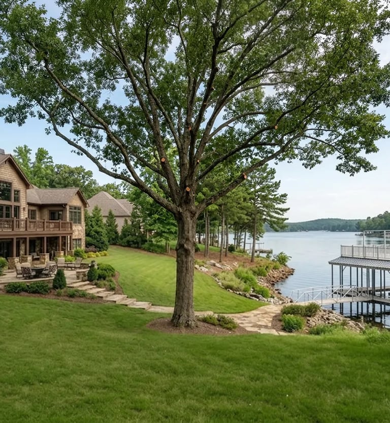 Large Tree with Branches removed and trimmed on a Pickwick Lake Home