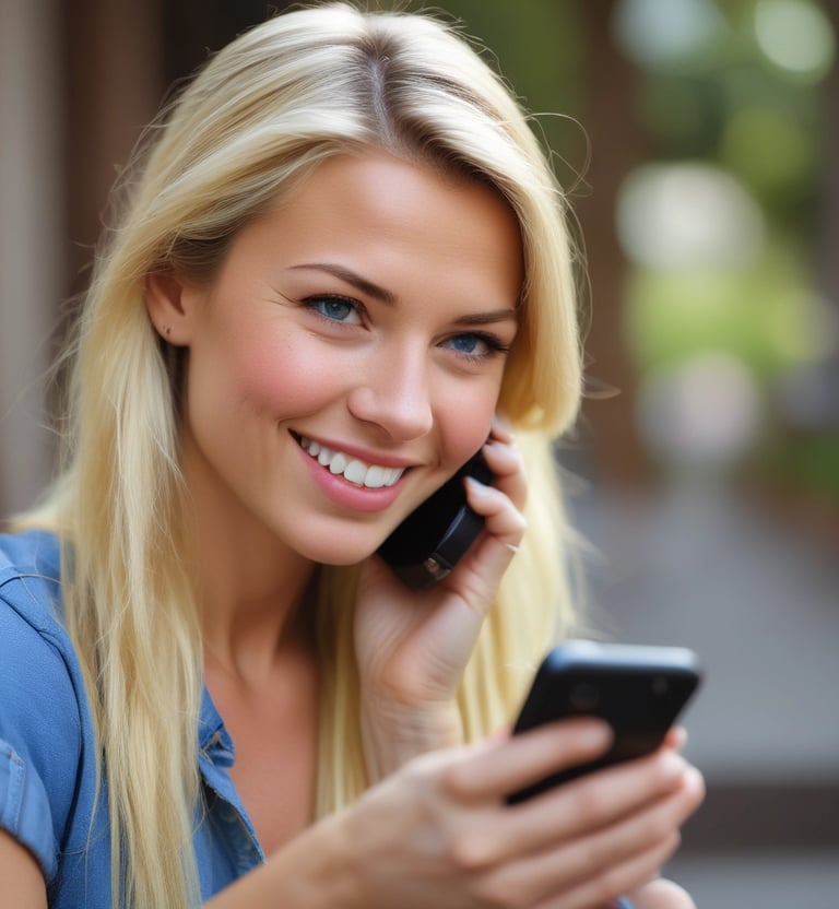 A cheerful woman lounging with headphones, visibly engaged in a video call