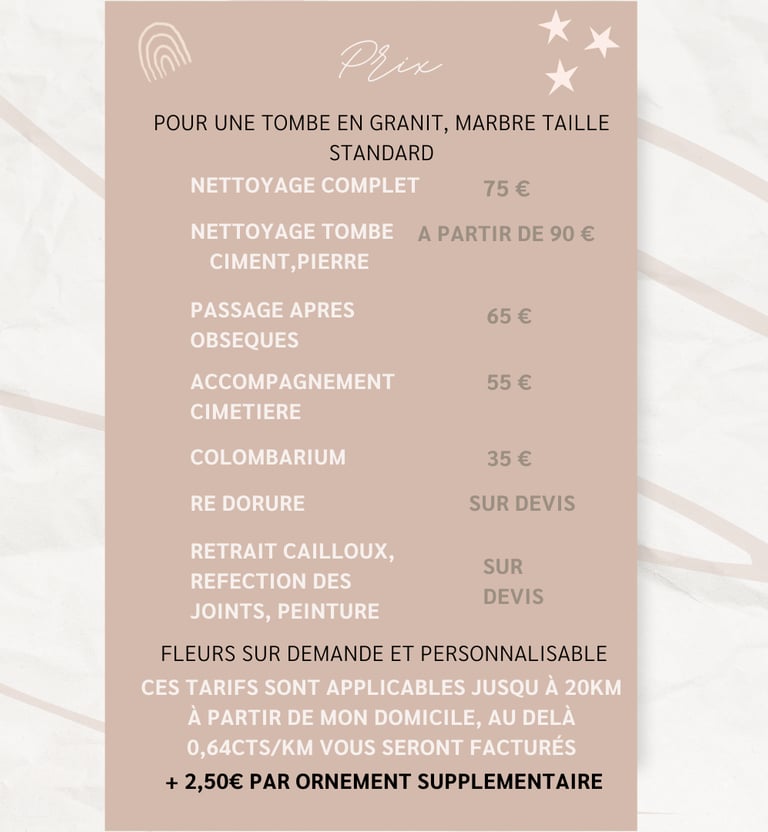 tarifs nettoyage entretien sépulture