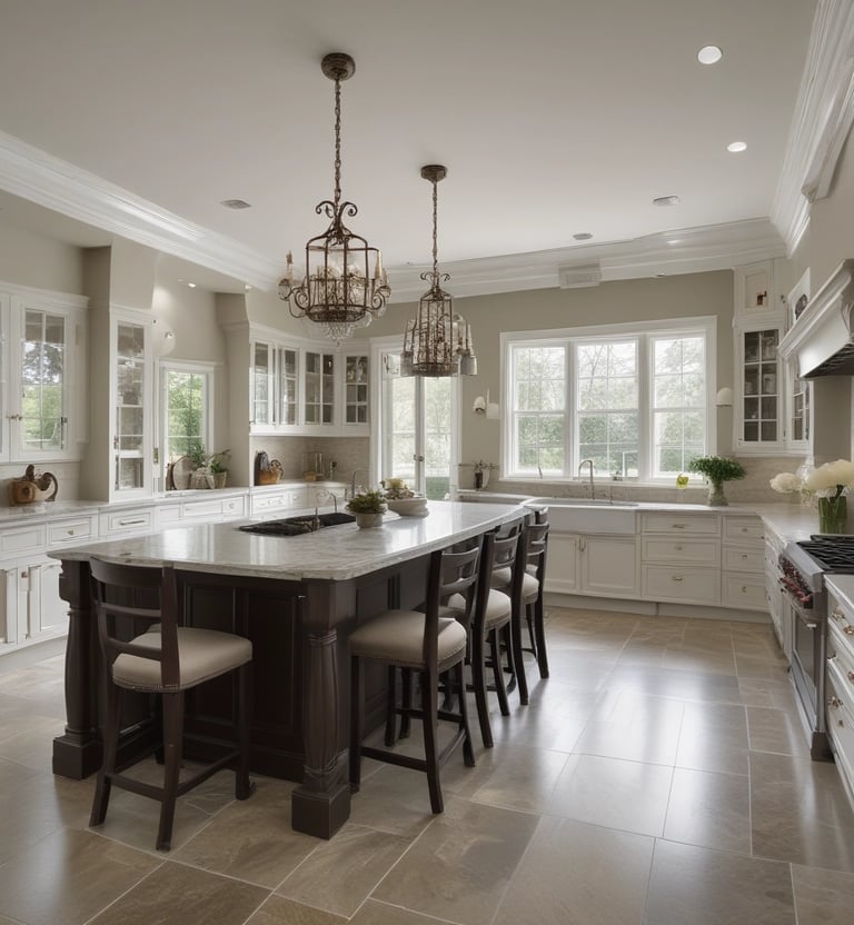 A person is taking a photograph with a professional camera. The scene is outdoors in front of a building with white columns and a fence. In the background, a few people wearing reflective vests are visible, suggesting a street or construction setting. The lighting is natural, with warm tones.