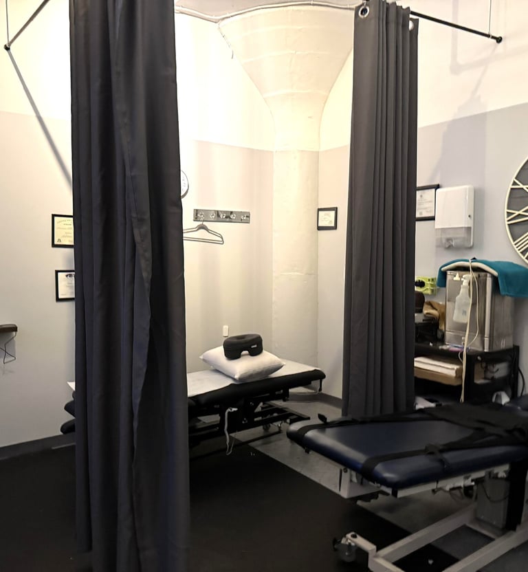 Private chiropractic treatment room at Well Adjusted in Brooklyn