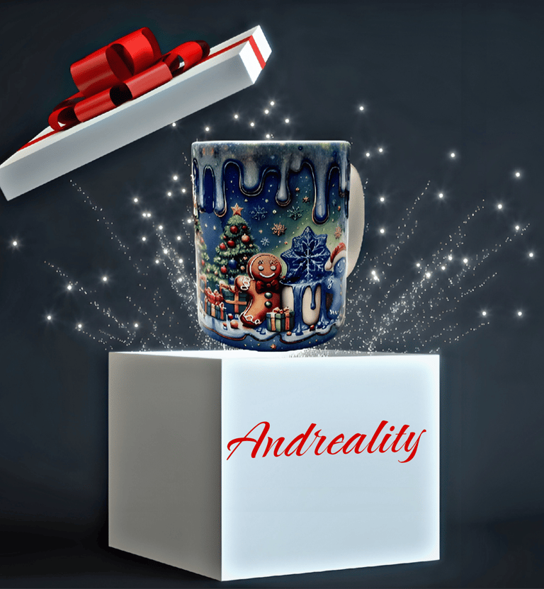 Christmas printed mug designed and made by me in the UK with love.