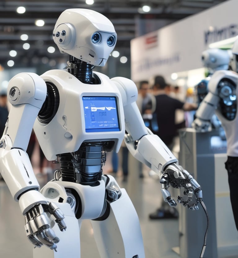 Colorful displays and busy stalls at the Gulfood exhibition, showcasing diverse culinary delights.