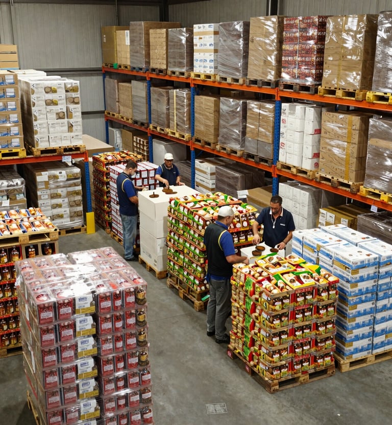 Close-up of hands scanning and processing B2B orders at our modern pick & pack station.