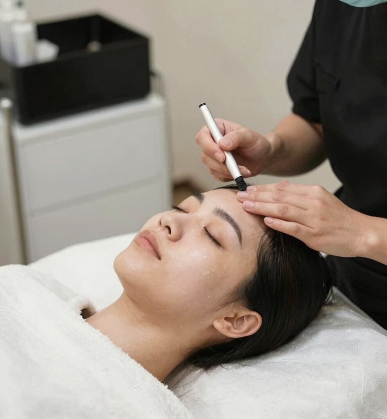 A serene facial treatment in progress with soft lighting and calming ambiance.