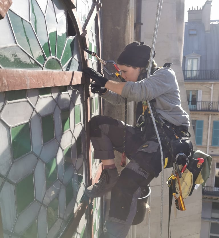 Vitrail, plomb, restauration, cordiste, patrimoine