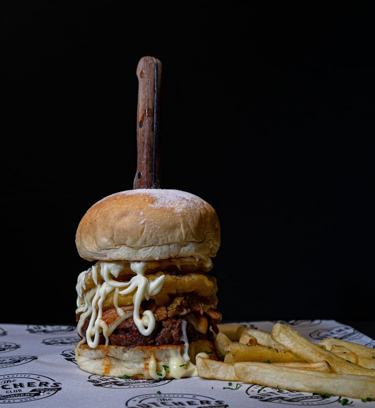 Wu-tang style sweet potato dry aged beef patty Best Steak Seminyak