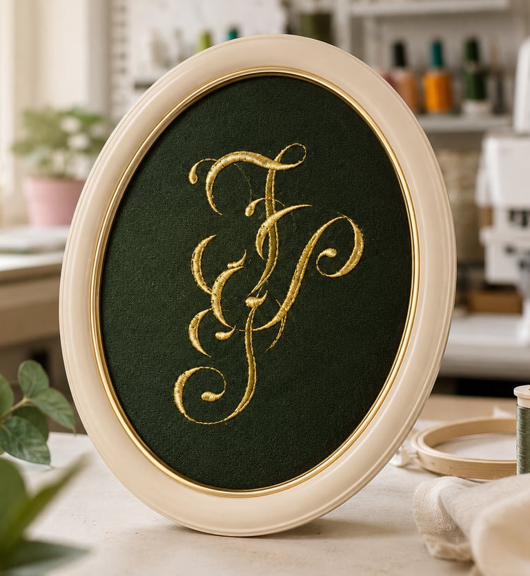 broderie personnalisé avec monogramme doré réalisé dans notre atelier en Bretagne 