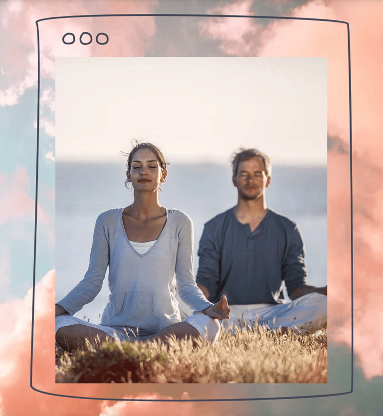 man and woman sitting, healing through mindfulness