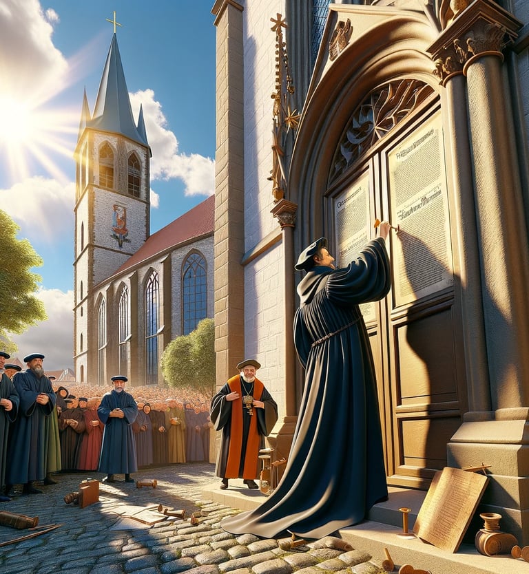 a man in a monk robe is standing in front of a church
