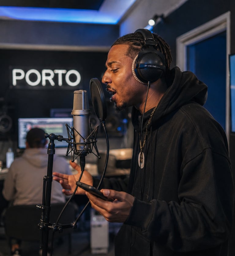Gravação de freestyle em estúdio profissional no Porto