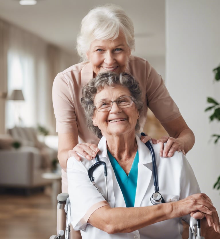 client in wheel chair with care giver