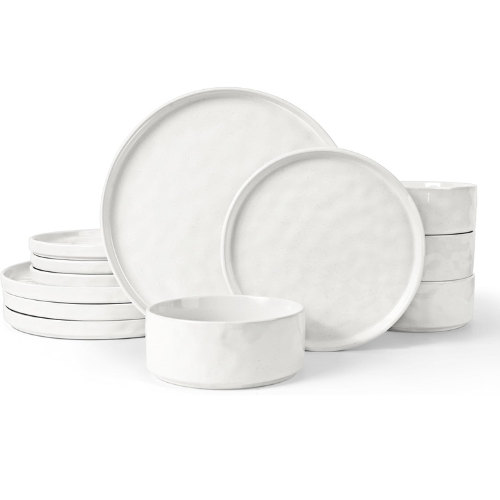 stoneware dinnerware set, 12 piece, speckled dinnerware set, stoneware dinnerware plates bowls set