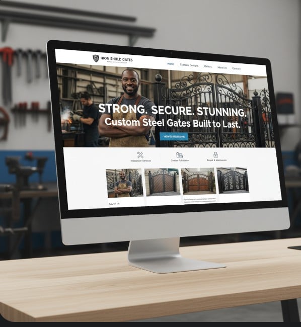 a computer monitor screen showing a desktop computer screen displaying a website page of someone sel