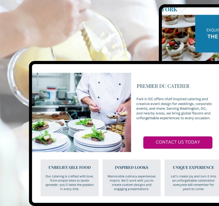 luxury web design for wedding professionals: wedding and event caterers and venues