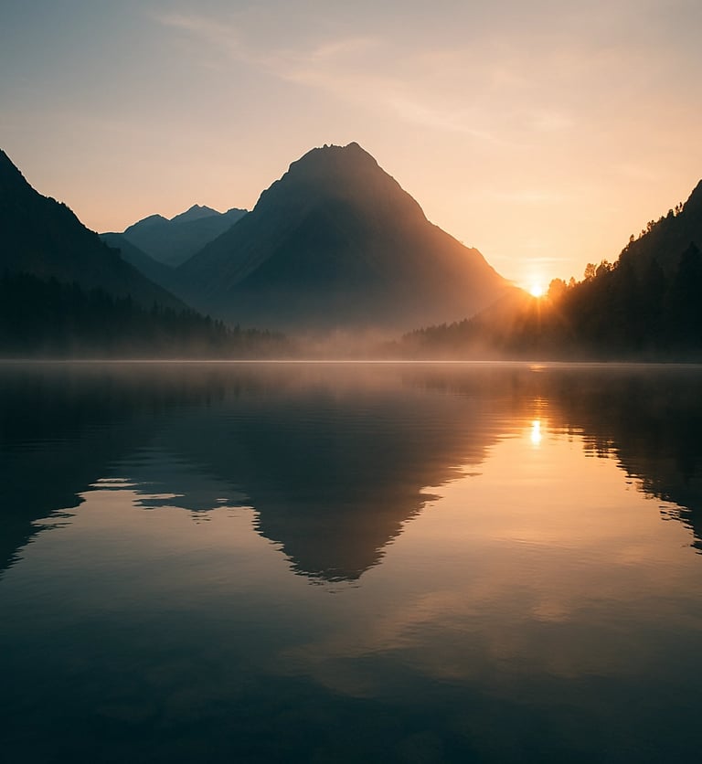 Berglandschaft bei Sonnenaufgang als Symbol für Mentoring, innere Entwicklung und persönliches Wachstum.