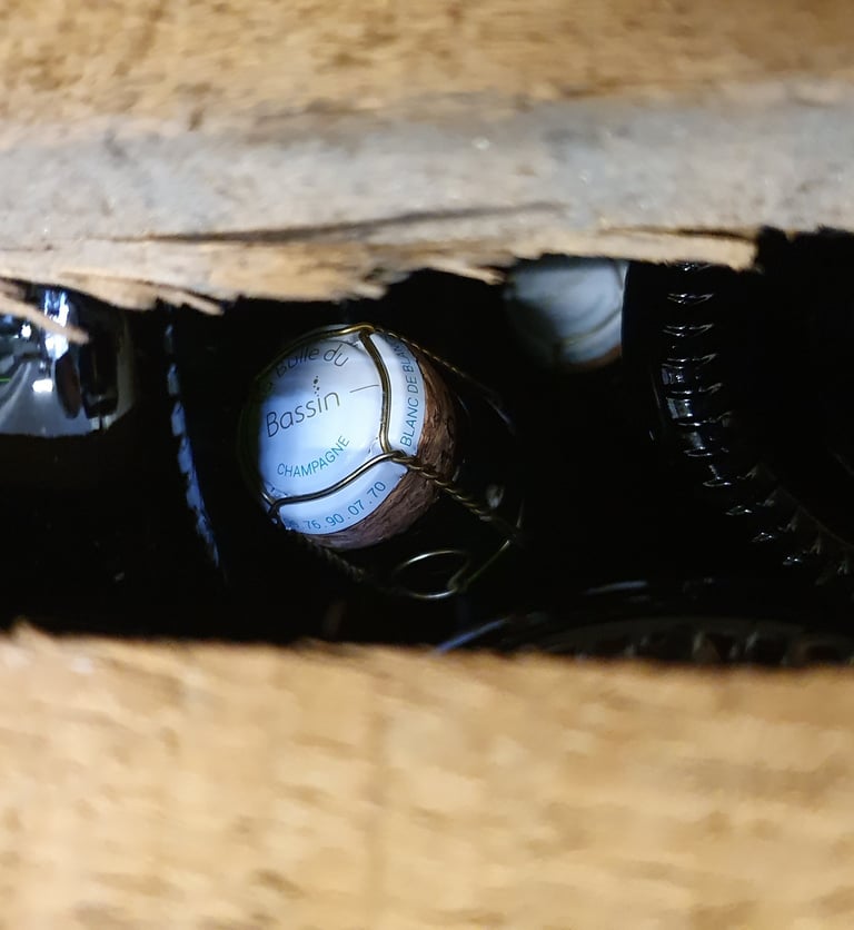 Gros plan sur un muselet du Champagne La Bulle du bassin