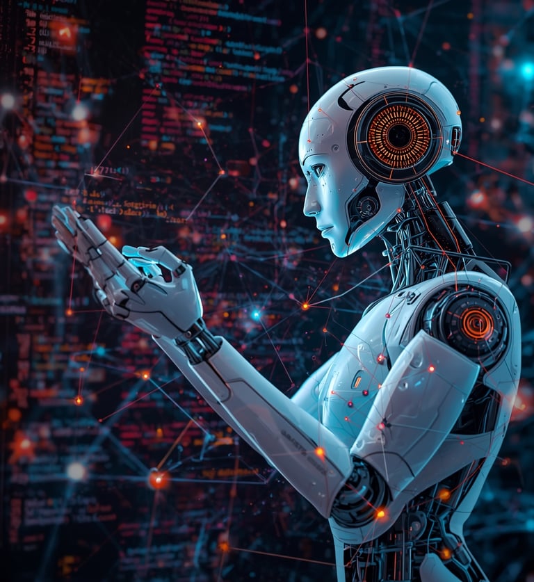 un robot con inteligencia artificial creando sitios web en la compañia astor.mx