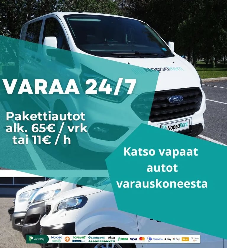 Pakettiautot alkaen 11€/h, 65€/pv Suuret ja pienet pakettiautot - laaja valikoima
