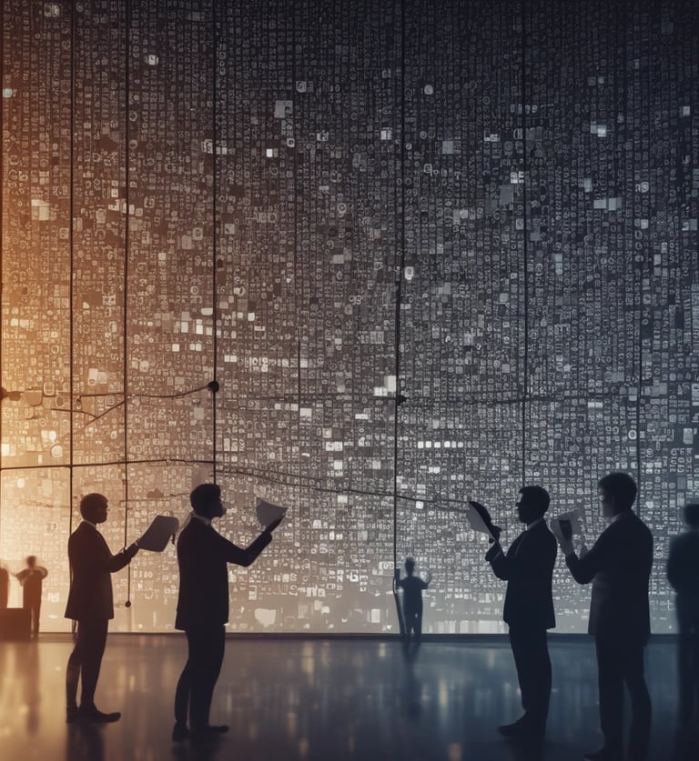 two people sitting at a table with laptops