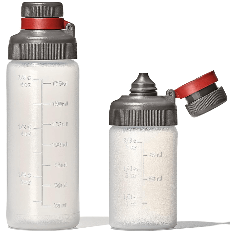 a bottle of water and a measuring scale