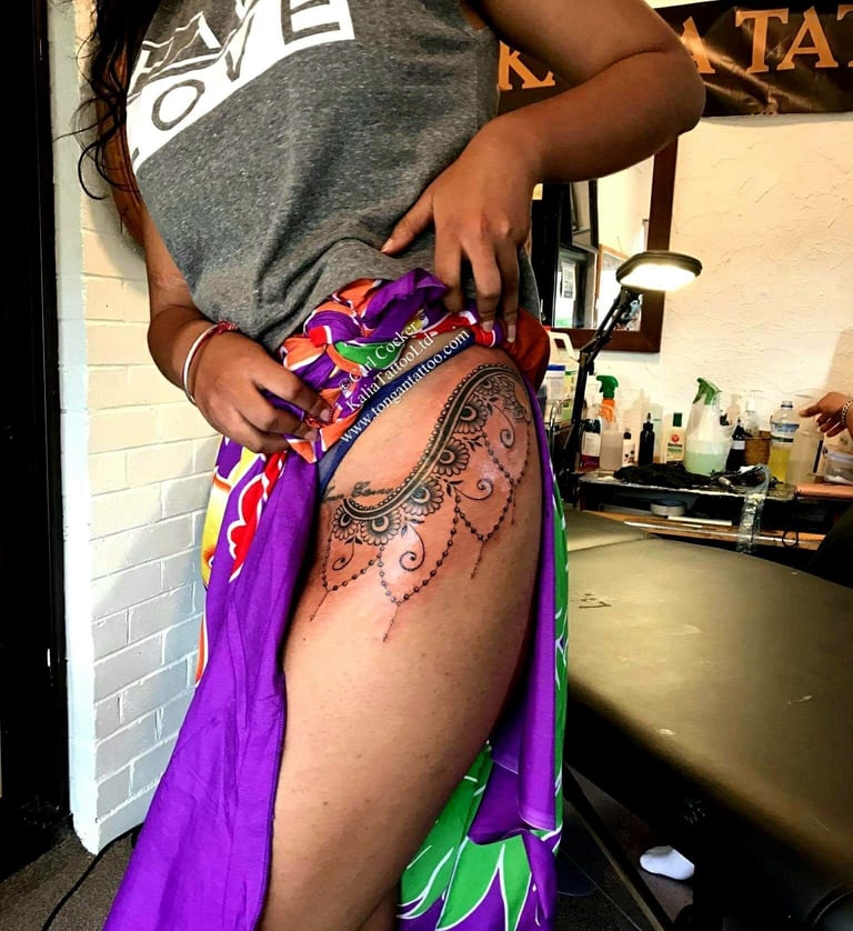 Polynesian girl tattoo, women tattoo, hip tattoo, girls Mandala tattoo 