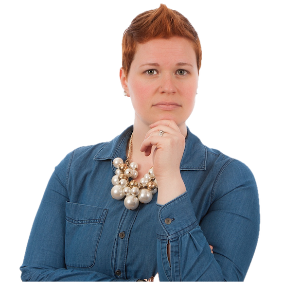 Young woman listening attentively.
