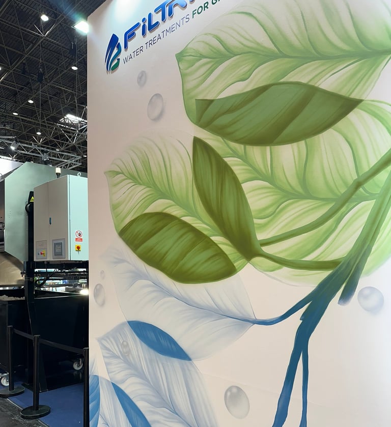 Mural de gran formato sobre fachada urbana realizado con aerosol. Representación figurativa que comb