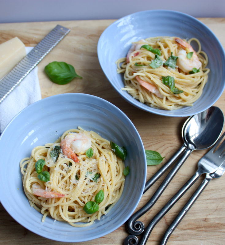 lemon spaghetti with shrimp