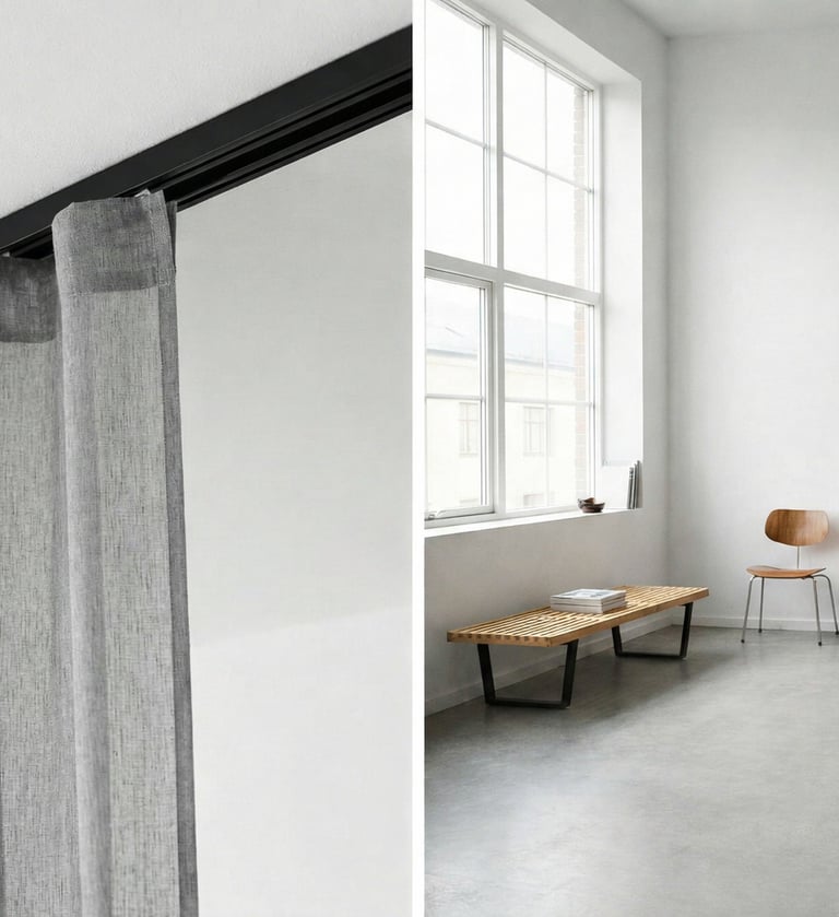 dekoratif ray, korniş, rustik borusu, tül perde, fon perde