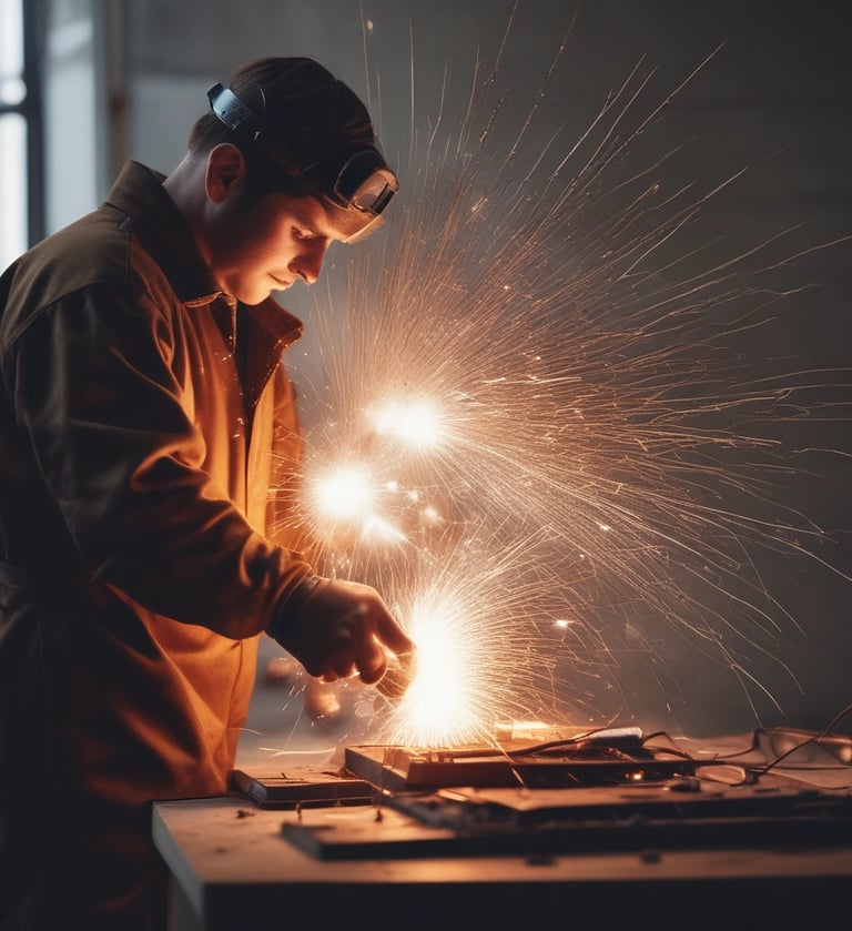 Workers wearing advanced protective gloves in an industrial setting.