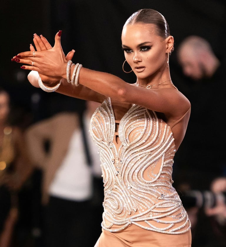 Adult dance student competing in Latin in New Jersey after 40-lesson mastery package