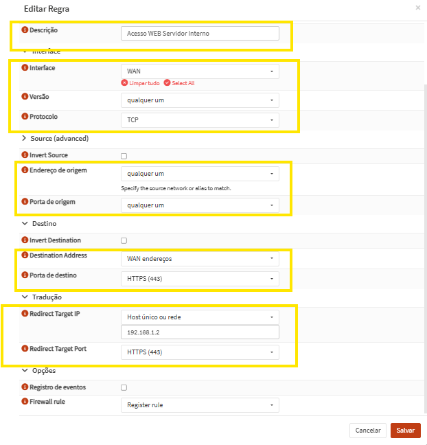 Liberando o WEB (Porta 443) no OPNsense