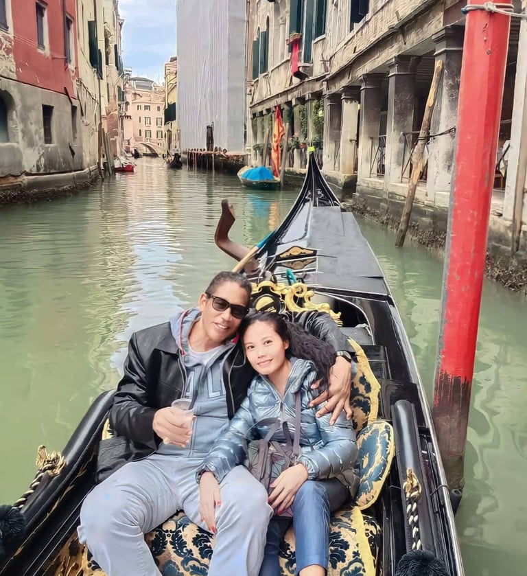 Mark Adam Cottonham and wife in a Venice gondola