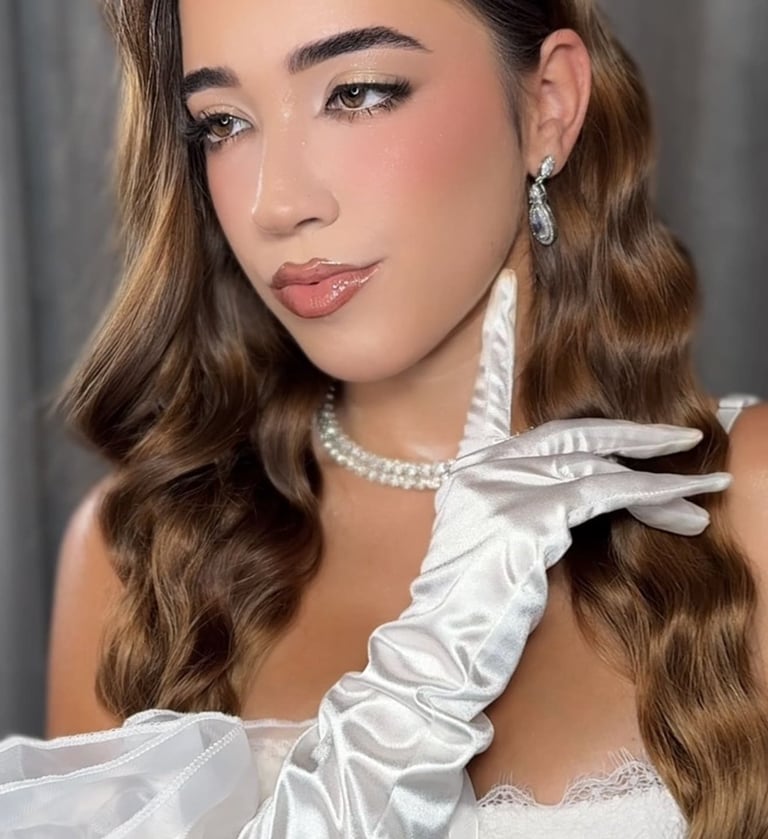 Novia con look romántico creado por Lizeth Quevedo Makeup Artist