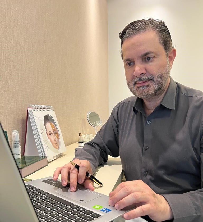 Atendimento dermatológico com Dr Flávio Borin em clínica em São José do Rio Preto focado em estética