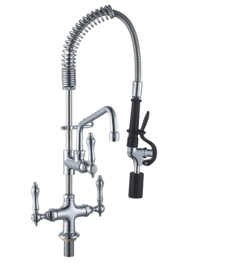 Commercial Pre-Rinse Taps and Faucets unit with mixer tap and spray nozzle.