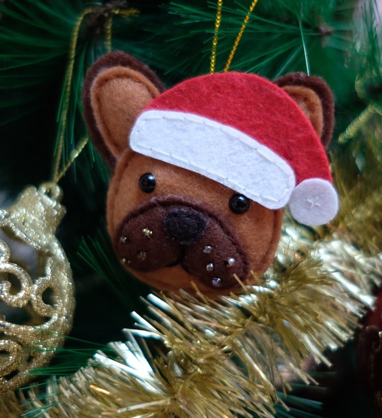 Navidad Bulldog Frances adorno