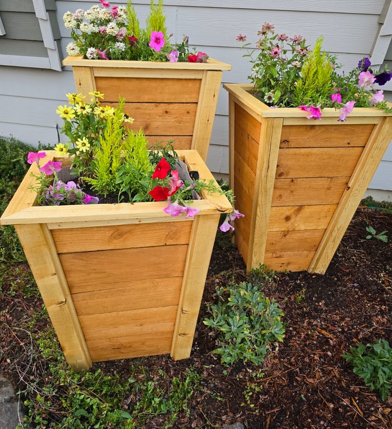 3 Planter boxes filled with floral