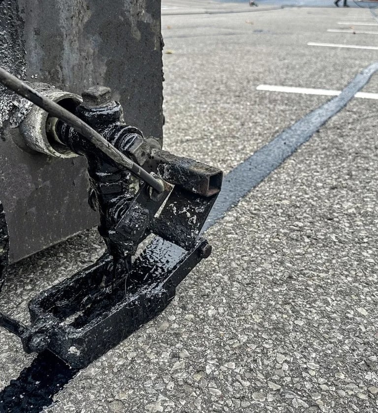 Crack sealing for local parking lot