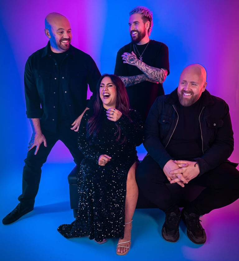 a group of people posing for a photo