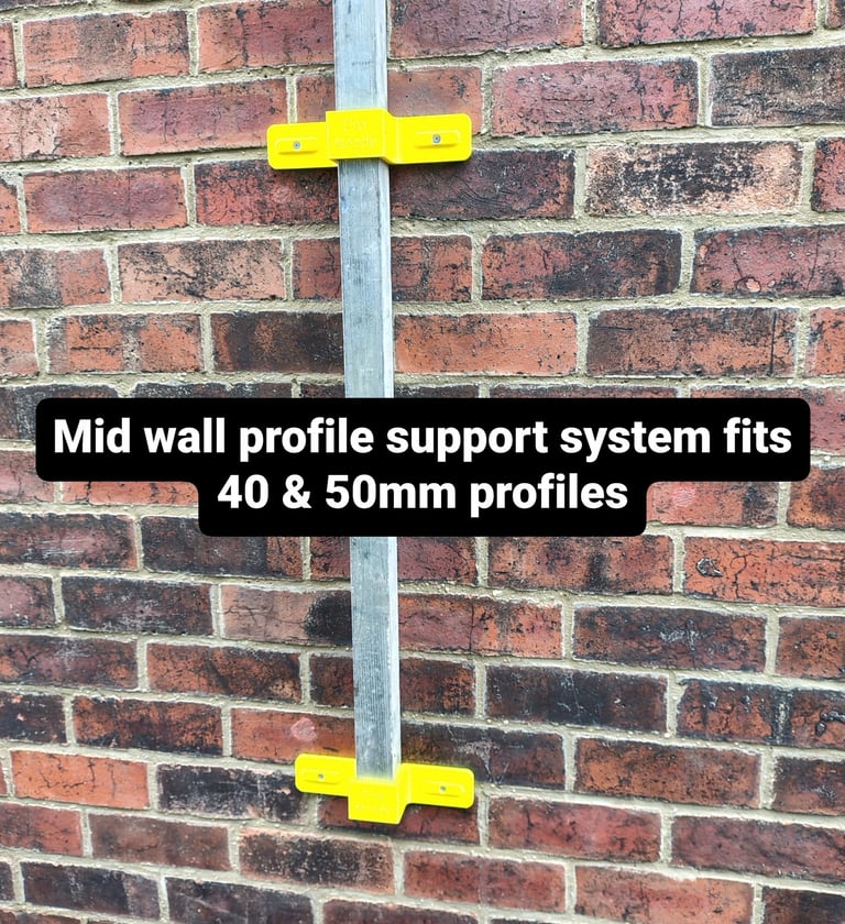 Mid wall profile clamps. Can be used with both 40 & 50mm profiles