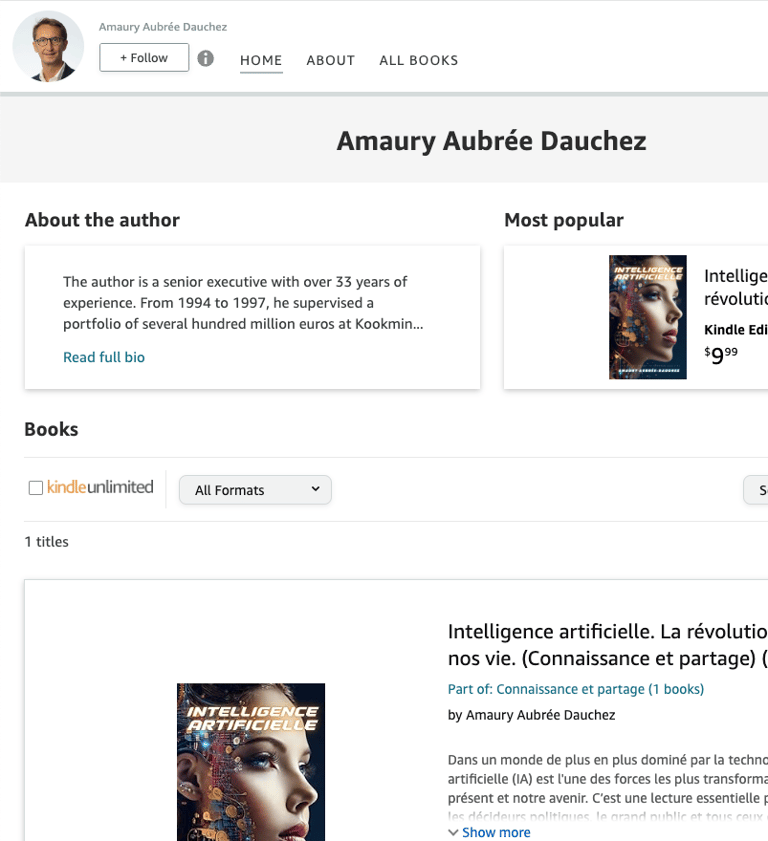 the screenshot of Aubree Dauchez's Amazon's author page