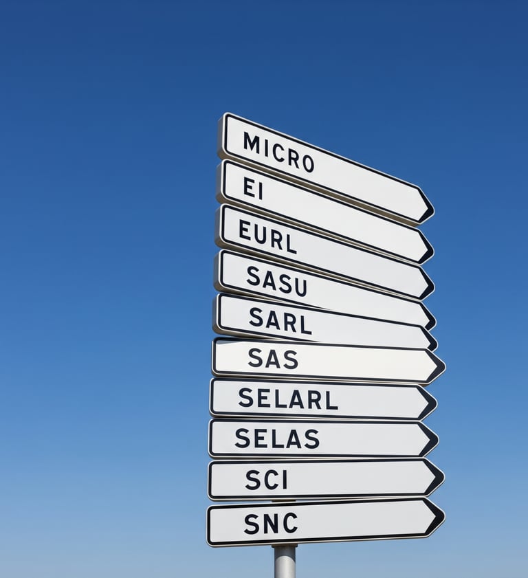 panneaux montrant les différents  statuts juridiques
