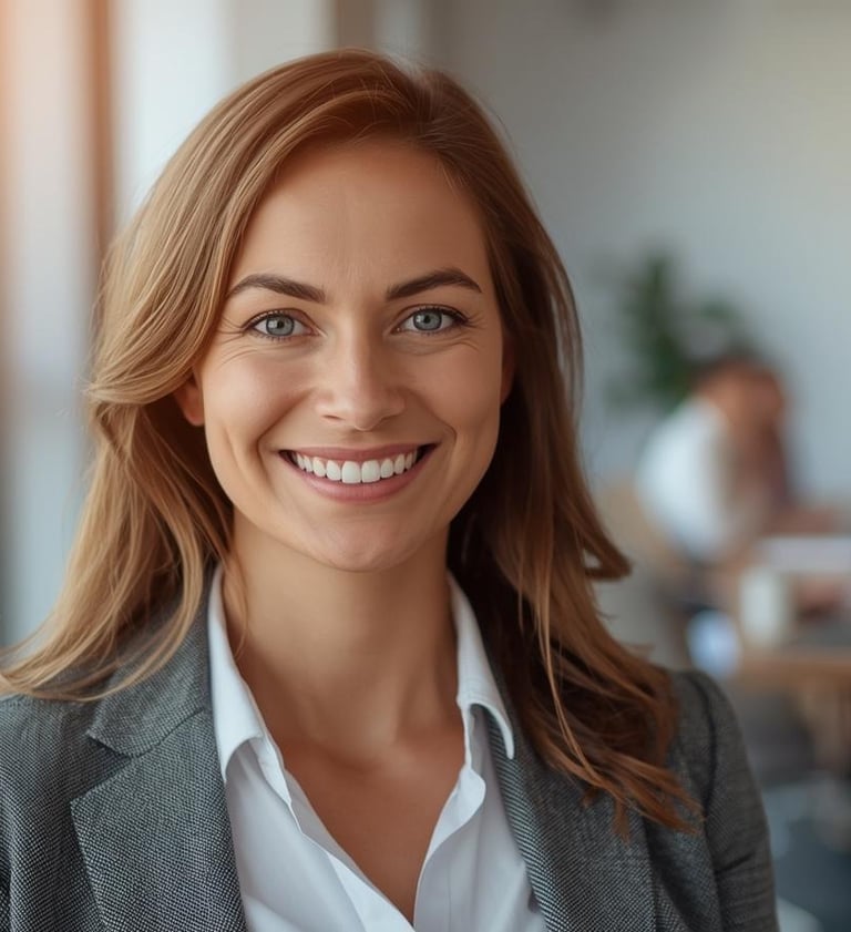 professional woman smiling at the camera in a boardroom