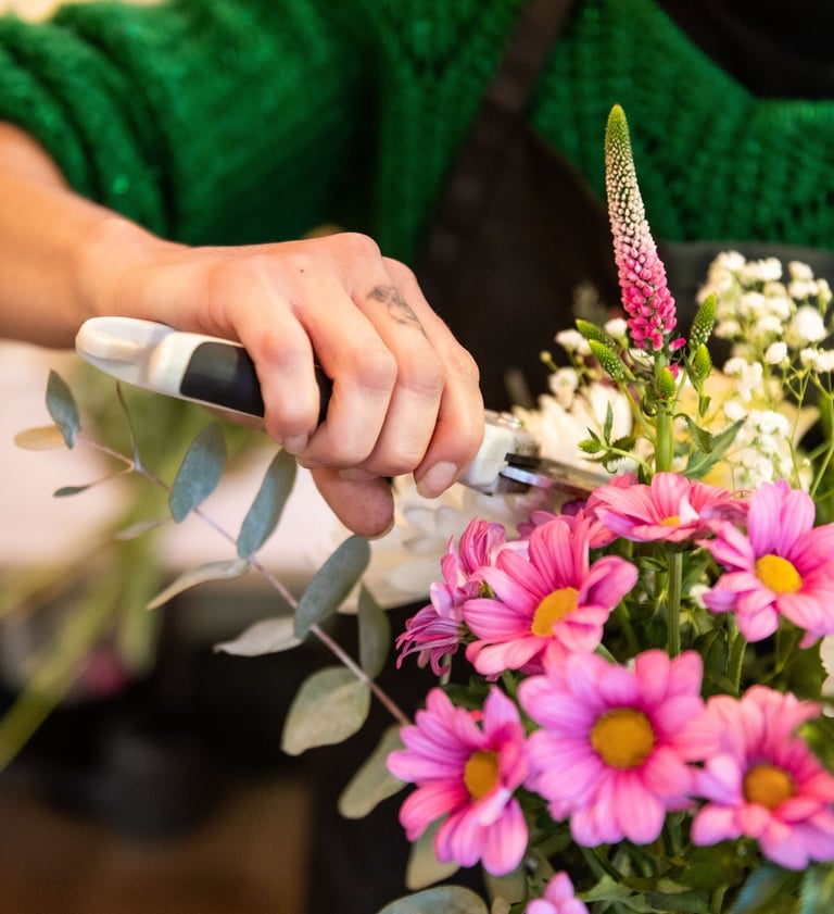 photo fleuriste en train de travailler, séance photo reportage métier