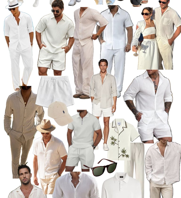 a group of men in white clothes and hats