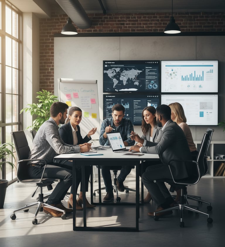 Small business team collaborating on digital strategy